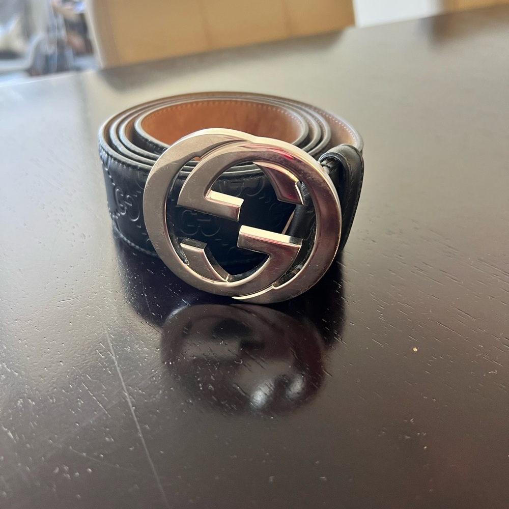 Gucci signature leather belt black